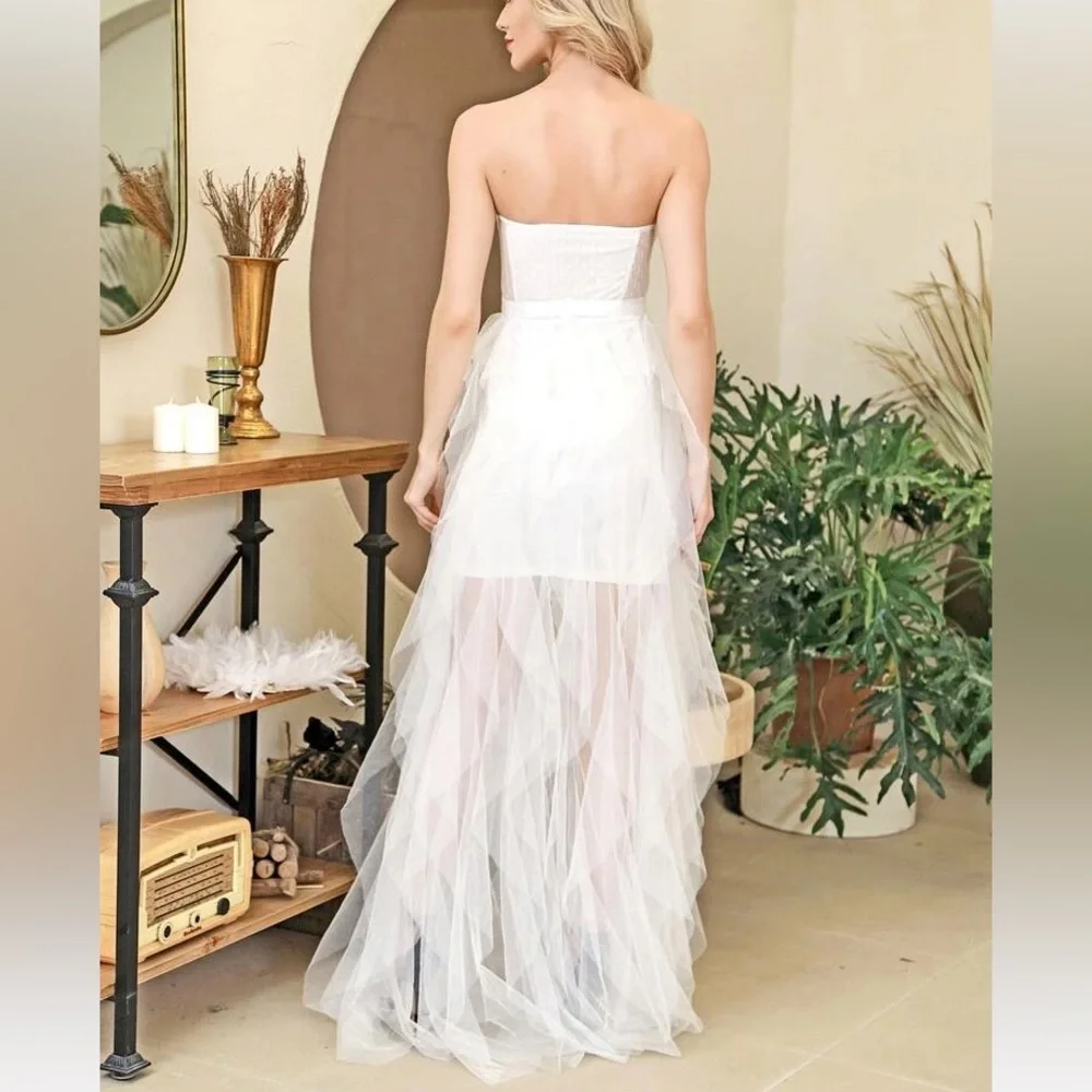 Love & Lemonade Layered Ruffle Mesh Wedding Dress - Picture 3 of 5